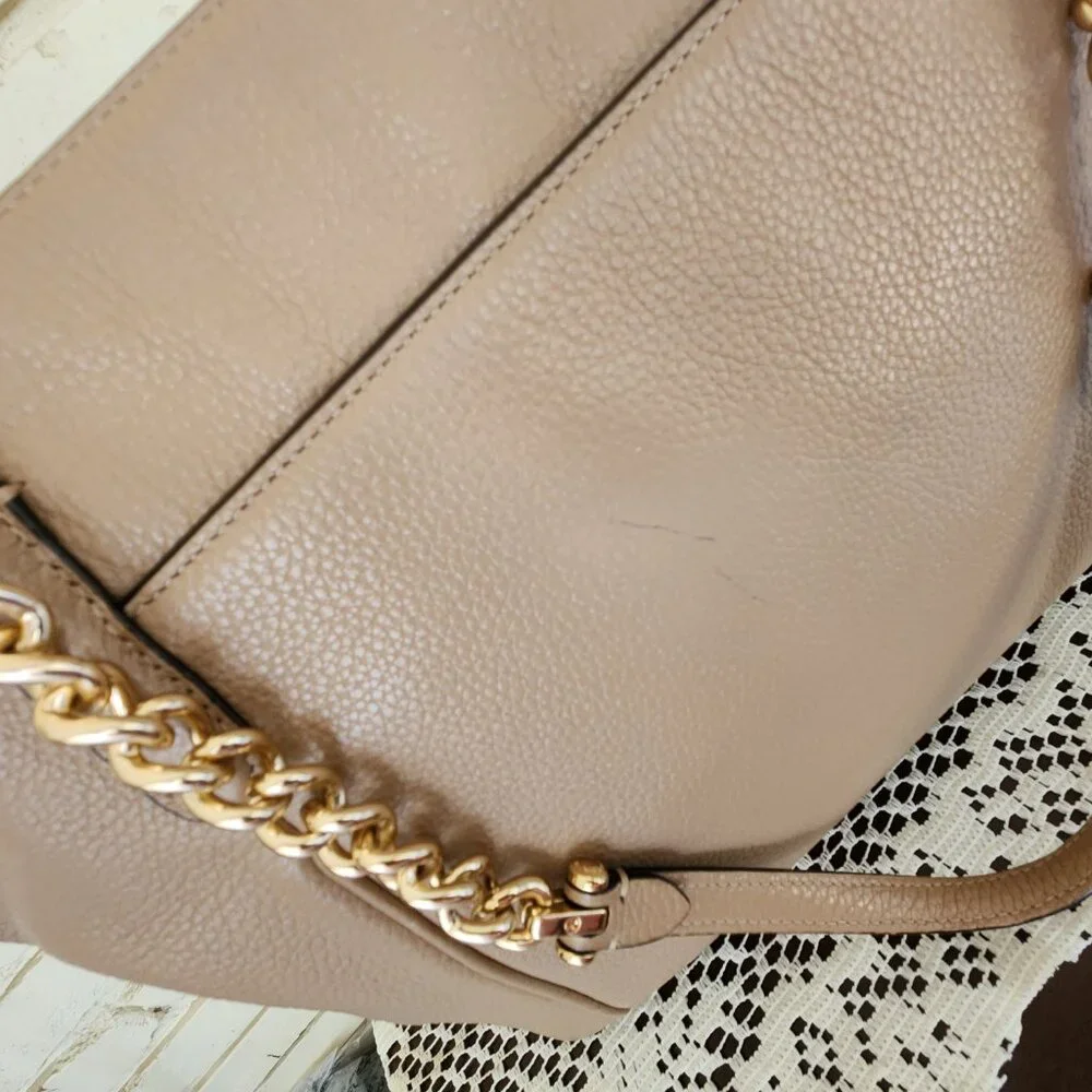 Euc Coach Ava Beige/Tan Gold Chain Shoulder Bag Purse
